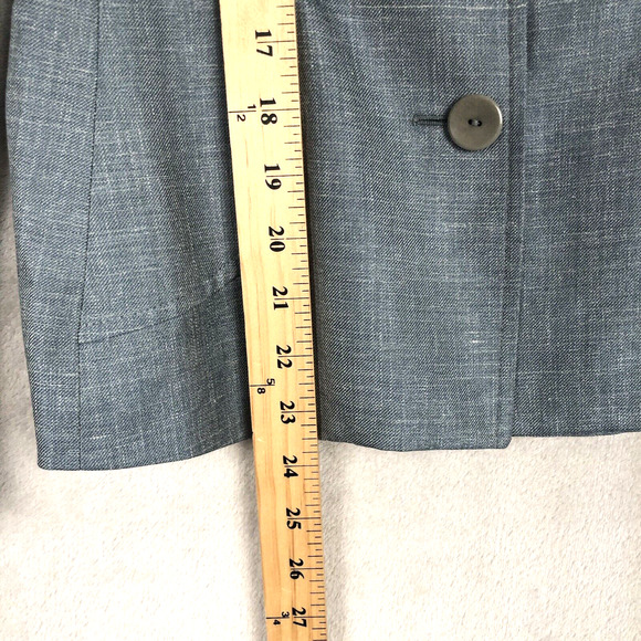 ZANELLA Platinum Loro Piana Linen Silk Wool Blazer Sz 2 Blue Jacket Career Italy - Picture 9 of 15